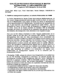 Qualit&eacute; en processus p&eacute;dagogique de Master International &agrave; l'IAM de Montpellier