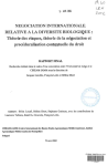 N&eacute;gociation internationale relative &agrave; la diversit&eacute; biologique : th&eacute;orie des risques, th&eacute;orie de la n&eacute;gociation et proc&eacute;duralisation contextuelle du droit : Rapport final
