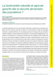 La biodiversit&eacute; naturelle et agricole garantit-elle la s&eacute;curit&eacute; alimentaire des populations ?