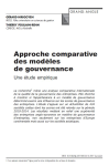 Approche comparative des mod&egrave;les de gouvernance