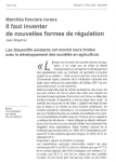 March&eacute;s fonciers ruraux : il faut inventer de nouvelles formes de r&eacute;gulation