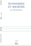 Economies et soci&eacute;t&eacute;s, n. 9