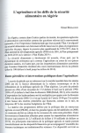 L'agriculture et les d&eacute;fis de la s&eacute;curit&eacute; alimentaire en Alg&eacute;rie