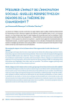 Mesurer limpact de linnovation sociale : quelles perspectives en dehors de la th&eacute;orie du changement ?
