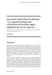 Gouverner l'agriculture localement ? La capacit&eacute; politique des collectivit&eacute;s territoriales sur la r&eacute;gulation du secteur agricole