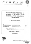 Participation f&eacute;minine et in&eacute;galit&eacute;s de genre dans l'agriculture libanaise : cas de Akkar