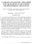 Isra&euml;l-Palestine : regards sur quelques &eacute;volutions g&eacute;opolitiques r&eacute;centes
