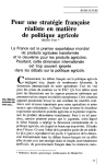 Pour une strat&eacute;gie fran&ccedil;aise r&eacute;aliste en mati&egrave;re de politique agricole