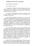 Vingti&egrave;me anniversaire d'Agropolis : hommage &agrave; Louis Malassis, discours de Louis Malassis