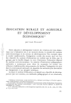 Education rurale et agricole et d&eacute;veloppement &eacute;conomique
