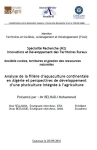 Analyse de la fili&egrave;re d'aquaculture continentale en Alg&eacute;rie et perspective de d&eacute;veloppement d'une pisciculture int&eacute;gr&eacute;e &agrave; l'agriculture