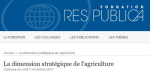 La dimension strat&eacute;gique de l'agriculture