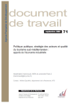 Politique publique, strat&eacute;gie des acteurs et qualit&eacute; du tourisme sud-m&eacute;diterran&eacute;en : apports de l'&eacute;conomie industrielle