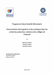 Harmonisation de la gestion et des pratiques dans les unit&eacute;s de production culinaires des coll&egrave;ges de lH&eacute;rault
