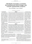 Lib&eacute;ralisation &eacute;conomique et promotion des Investissements Directs Etrangers dans lindustrie agroalimentaire tunisienne