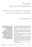 Plaidoyer pour la for&ecirc;t alg&eacute;rienne : r&eacute;flexion sur une gestion &eacute;cologique des for&ecirc;ts alg&eacute;riennes d&eacute;grad&eacute;es