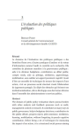 L&eacute;valuation des politiques publiques