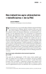 Des industries agro-alimentaires &laquo; b&eacute;n&eacute;ficiaires &raquo; de la PAC