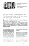 Influence des pr&eacute;f&eacute;rences de lentrepreneur sur la dynamique de lancrage territorial