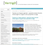 Vertigo, vol. 17, n. 1 - Mai 2017 - Tensions sur l'espace agricole : quand les enjeux fonciers r&eacute;interrogent le rapport entre propri&eacute;t&eacute; et usage