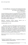 La microfinance, pr&eacute;curseur de la financiarisation de laide au d&eacute;veloppement ?