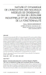 Nature et dynamique de linnovation des nouveaux mod&egrave;les de croissance : le cas de l&eacute;cologie industrielle et de l&eacute;conomie de la fonctionnalit&eacute;
