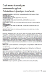 Exp&eacute;riences &eacute;conomiques en &eacute;conomie agricole. &Eacute;tat des lieux et dynamiques de recherche