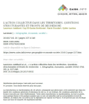 Laction collective dans les territoires. Questions structurantes et fronts de recherche