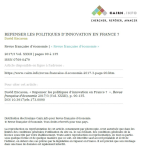 Repenser les politiques dinnovation en France ?
