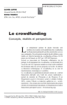 Le crowdfunding : concepts, r&eacute;alit&eacute;s et perspectives