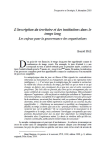 Linscription du territoire et des institutions dans le temps long
