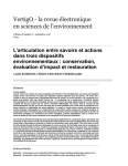 Larticulation entre savoirs et actions dans trois dispositifs environnementaux : conservation, &eacute;valuation dimpact et restauration