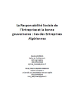 La responsabilit&eacute; sociale de lentreprise et la bonne gouvernance