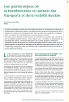 Les grands enjeux de la transformation du secteur des transports et de la mobilit&eacute; durable