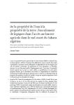 De la propri&eacute;t&eacute; de leau &agrave; la propri&eacute;t&eacute; de la terre : basculement de logiques dans lacc&egrave;s au foncier agricole dans le sud-ouest du Sahara alg&eacute;rien