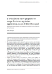 Larticulation entre propri&eacute;t&eacute; et usage des terres agricoles : application au cas de Pise (Toscane)