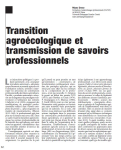 Transition agro&eacute;cologique et transmission de savoirs professionnels