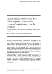 La gouvernance territoriale du et par le paysage : observations, retours dexp&eacute;riences, regards critiques