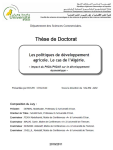 Les politiques de d&eacute;veloppement agricole. Le cas de l'Alg&eacute;rie