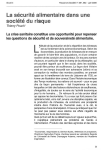 La s&eacute;curit&eacute; alimentaire dans une soci&eacute;t&eacute; du risque