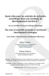 Quels r&ocirc;les pour les activit&eacute;s de recherche scientifique dans une strat&eacute;gie de d&eacute;veloppement territorial ? Les cas de Brest (France) et Bergen (Norv&egrave;ge)