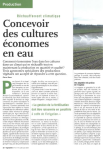 Concevoir des cultures &eacute;conomes en eau