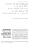 Synth&egrave;se des connaissances sur le pin d'Alep autour de la valorisation du bois d'oeuvre et de l'am&eacute;lioration de la gestion
