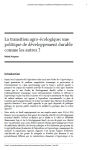 La transition agro-&eacute;cologique: une politique de d&eacute;veloppement durable comme les autres ?