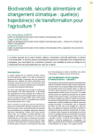 Biodiversit&eacute;, s&eacute;curit&eacute; alimentaire et changement climatique : quelle(s) trajectoire(s) de transformation pour lagriculture ?