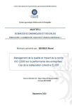 Management de la qualit&eacute; et impact de la norme ISO 22000 sur la performance des entreprises : cas de la restauration collective ELIOR