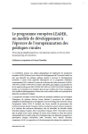 Le programme europ&eacute;en LEADER, un mod&egrave;le de d&eacute;veloppement &agrave; l&eacute;preuve de leurop&eacute;anisation des politiques rurales