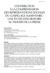 Contribution &agrave; la compr&eacute;hension des repr&eacute;sentations sociales du gaspillage alimentaire : une &eacute;tude exploratoire au travers de la presse