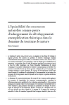 L&eacute;puisabilit&eacute; des ressources naturelles comme pierre dachoppement du d&eacute;veloppement: exemplification th&eacute;orique dans le domaine du tourisme de nature