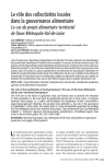 Le r&ocirc;le des collectivit&eacute;s locales dans la gouvernance alimentaire : le cas du projet alimentaire territorial de Tours-M&eacute;tropole-Val-de-Loire